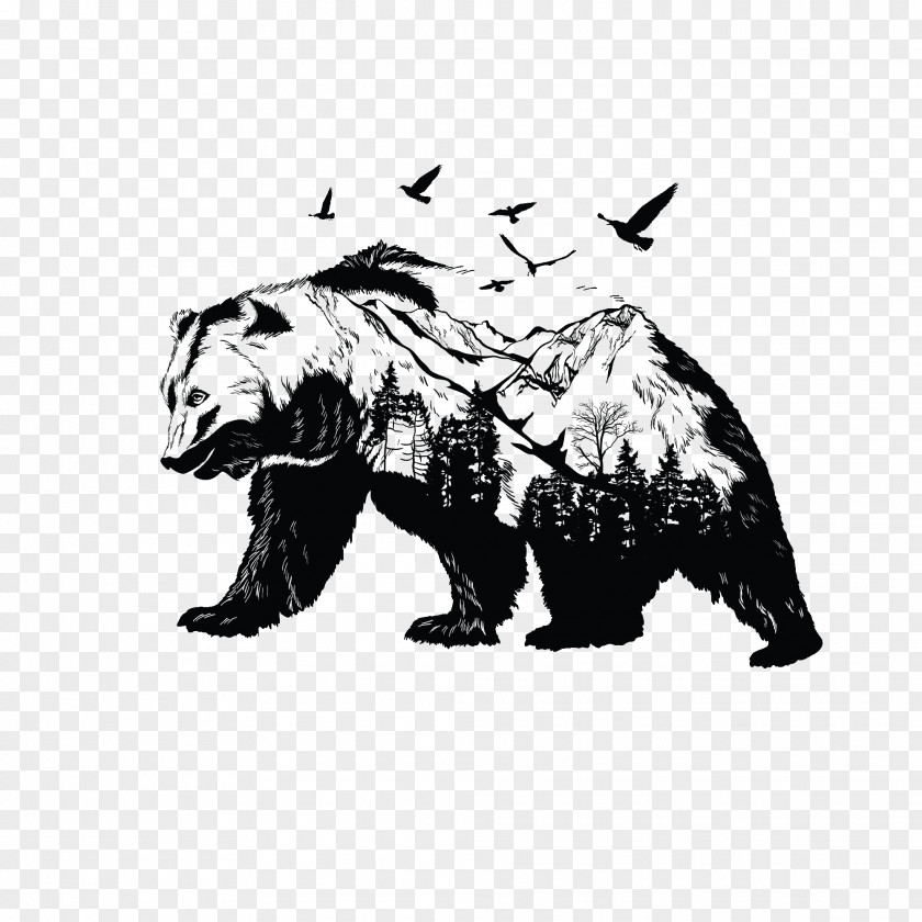 Art Wall Stickers American Black Bear Tattoo And White /m/02csf PNG