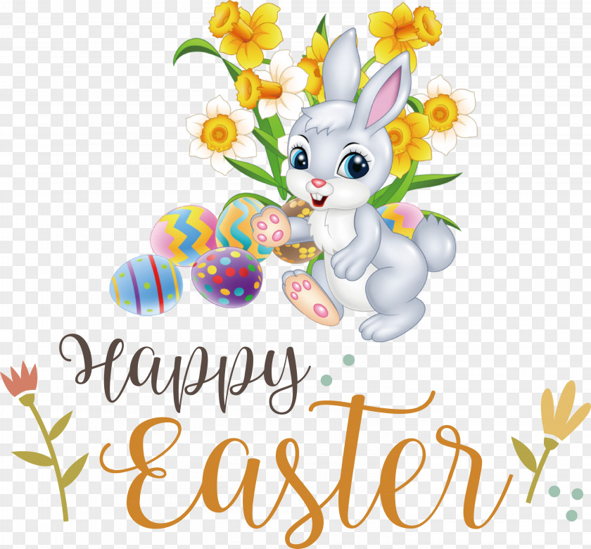 Happy Easter Day Blessing Bunny PNG