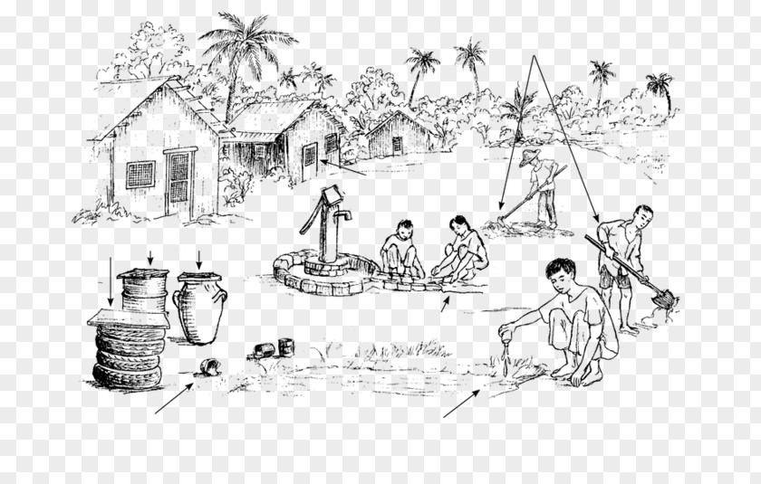 Village Drawing Line Art Zika Virus Sketch PNG