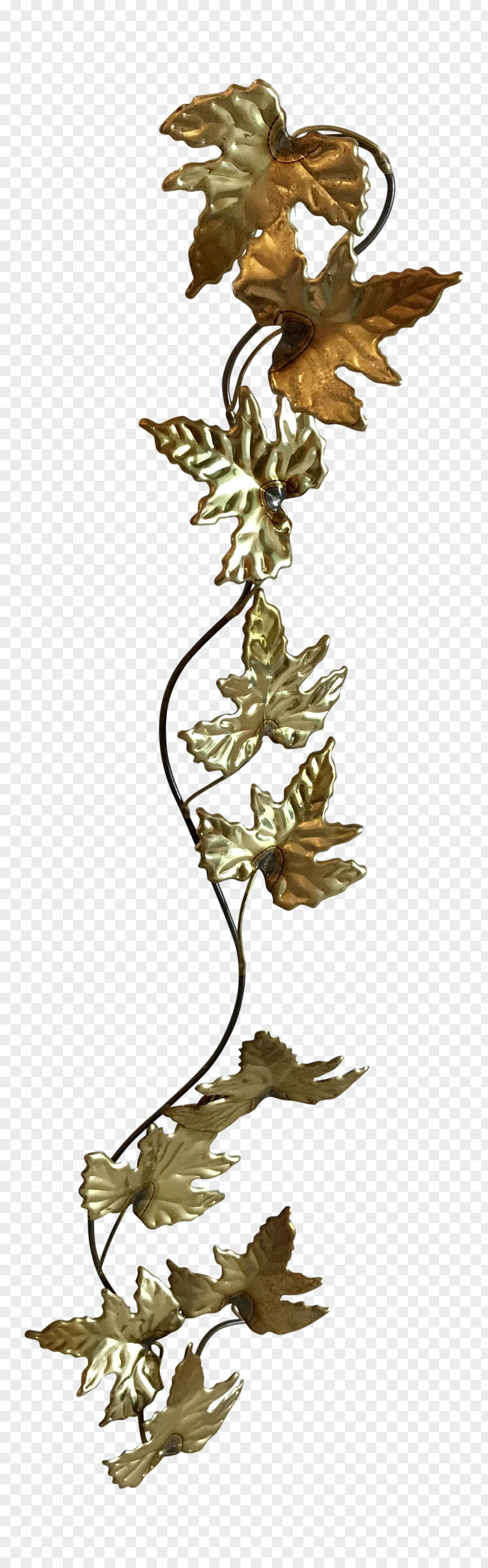Painted Gold Leaf Wallpaper Twig Bird Illustration Plant Stem PNG