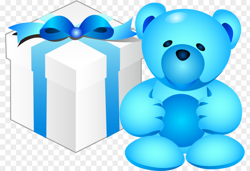 Bear And Gift Box Clip Art PNG