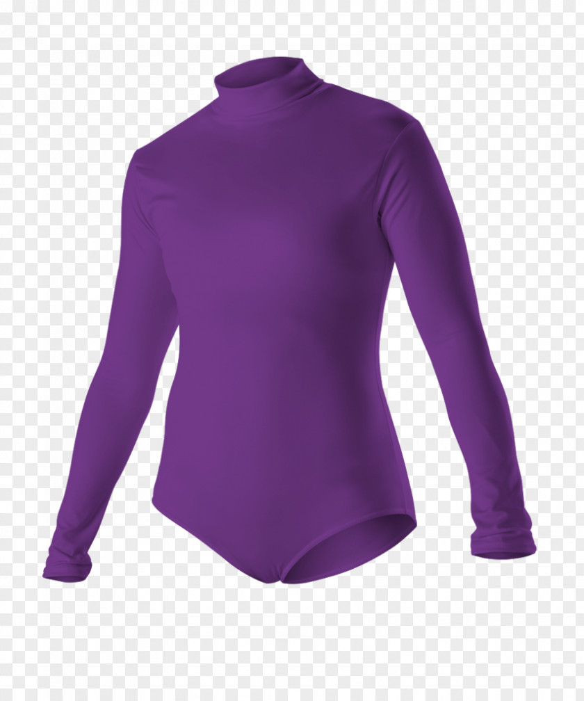 Purple Suite Shoulder Bodysuit Polo Neck Snap Fastener Crotch PNG