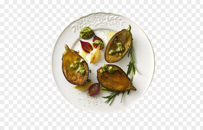 The Baked Eggplant On Plate Coffee Vegetable Dish Roasting PNG