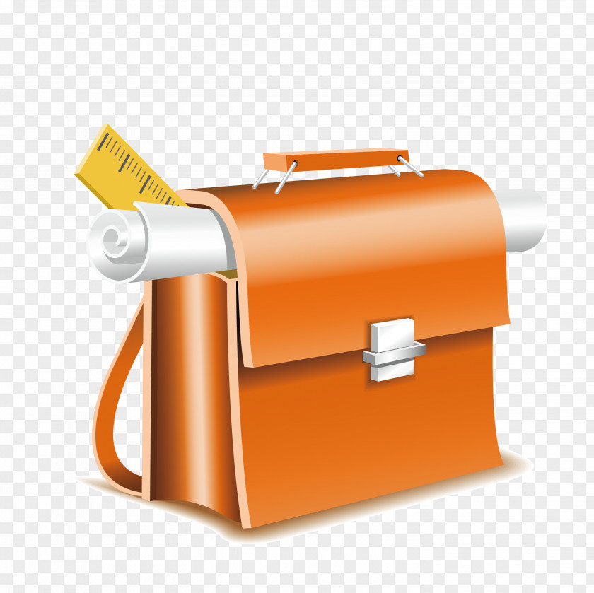 Orange Bags Student School Supplies Icon PNG