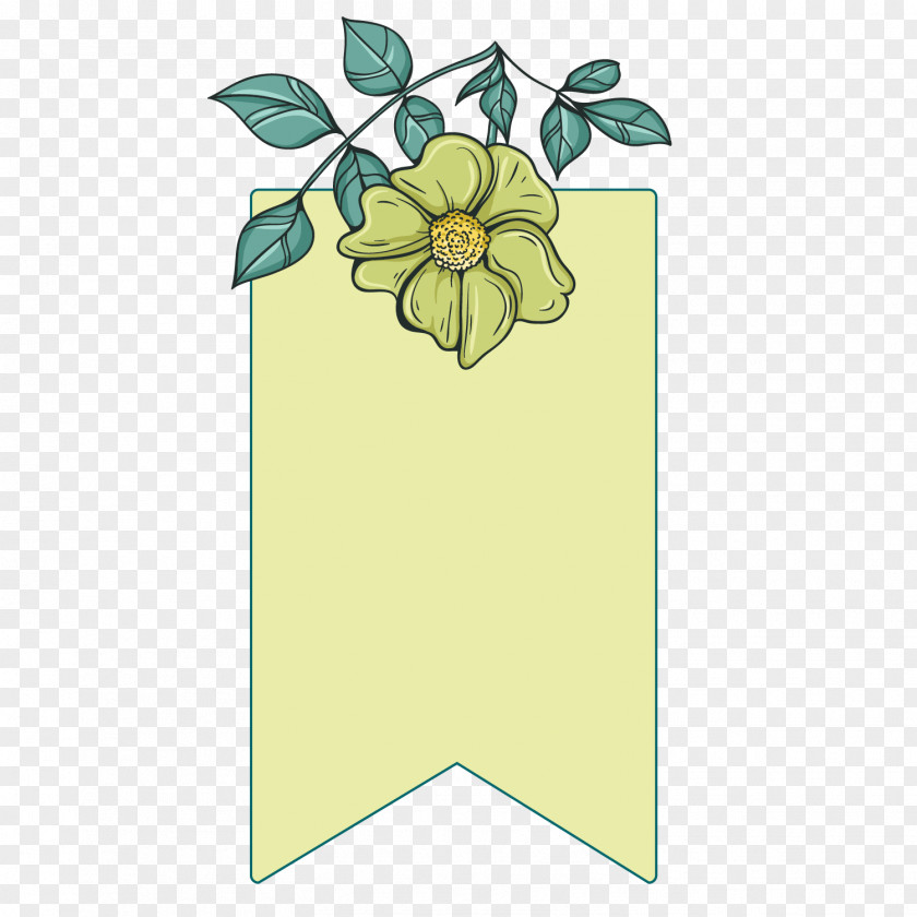 Vector Illustration Of Hand Painted Green Flowers Hanging Flag Border Adobe Illustrator PNG