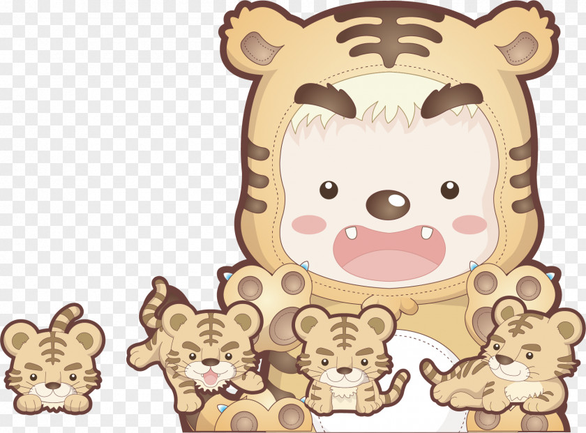 Vector Cartoon Tiger Illustration PNG