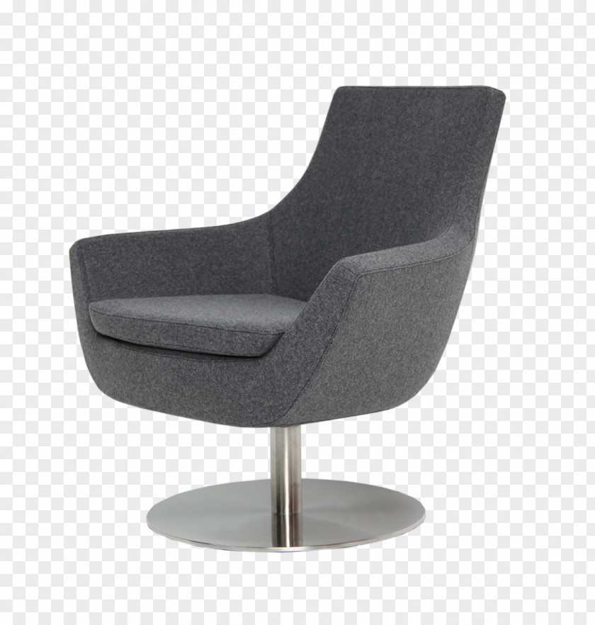 Dark Grey Pointy Swivel Chair Recliner Upholstery Furniture PNG