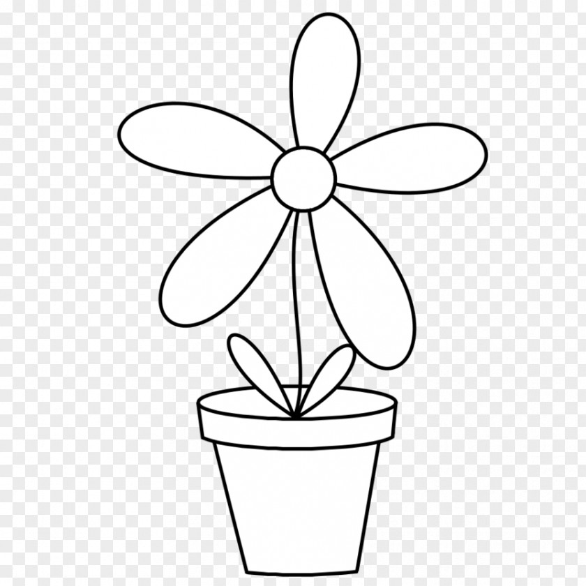 Flowerpot Black And White Line Art Clip PNG