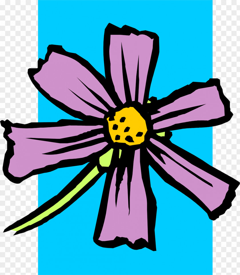 Flower Illustration Yellow Purple Blue PNG