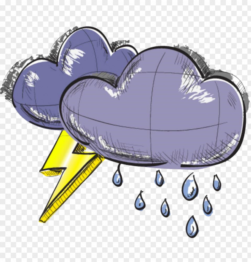 Hand Painted Blue Weather Icon Cloud Rain PNG