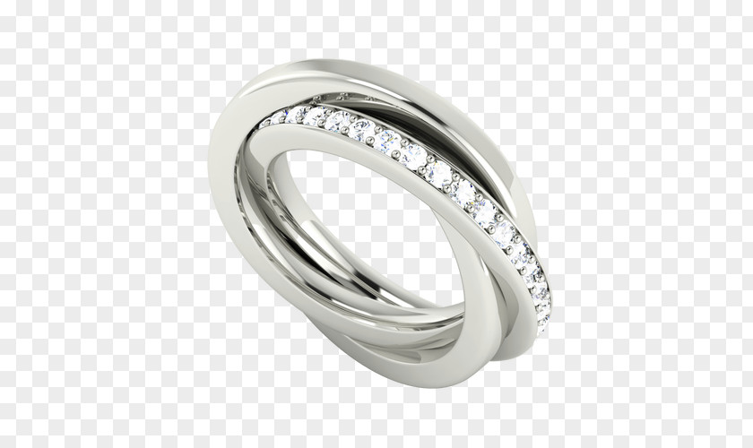 Two Silver Wedding Rings Russian Ring Engagement Diamond PNG