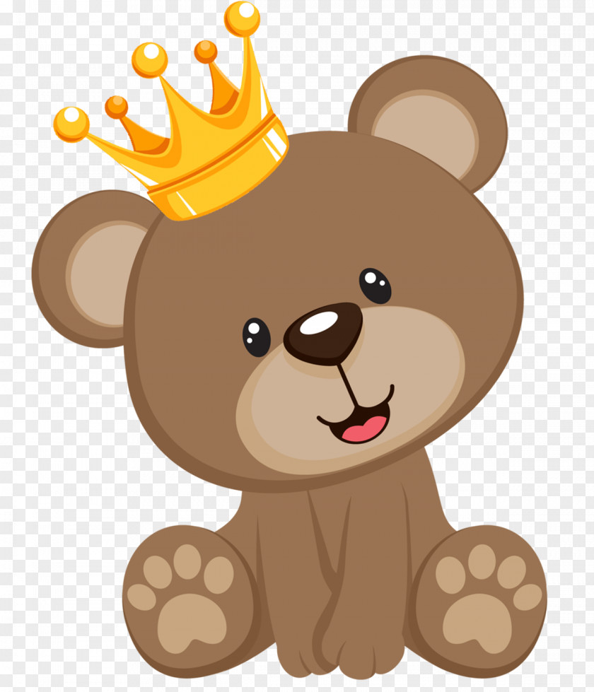 Teddy Bear Baby Shower Infant PNG bear shower , topo, brown with crown illustration clipart PNG