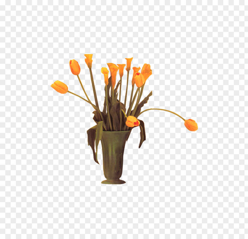 Tulips As Cut Plant Bonsai Vase PNG