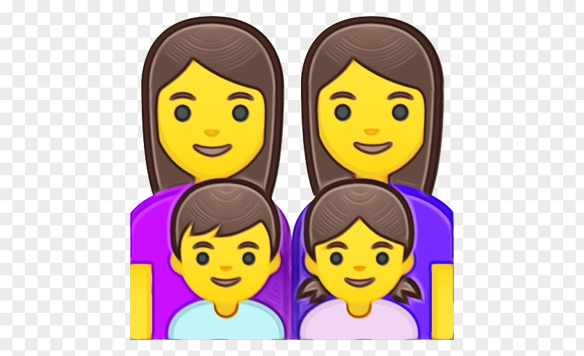 Black Hair Style Happy Family Cartoon PNG