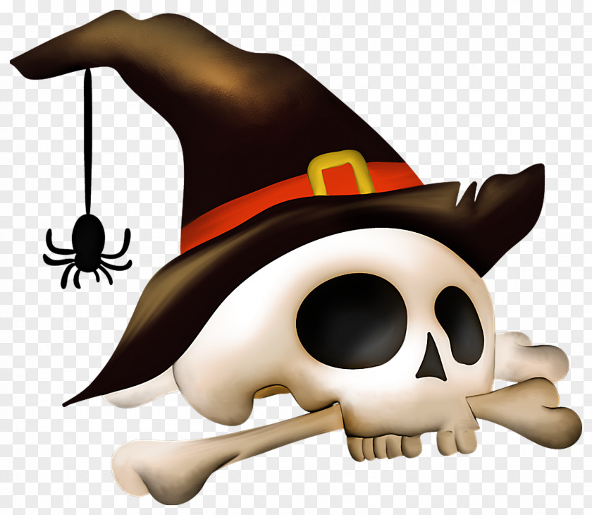 Halloween Skull With Bone And Witch Hat Clipart Icon Clip Art PNG