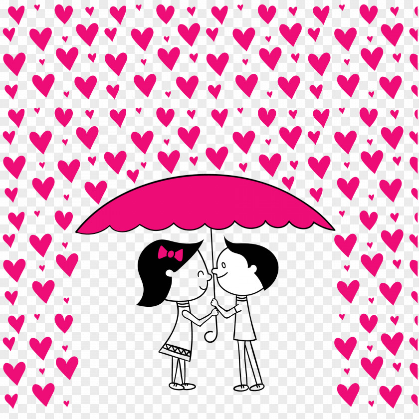 Vector Umbrella Romantic Couple Holding Heart Love Romance Clip Art PNG
