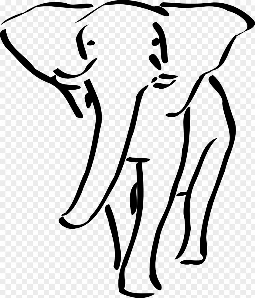 Elephant Line Drawing African Elephantidae Outline Clip Art PNG