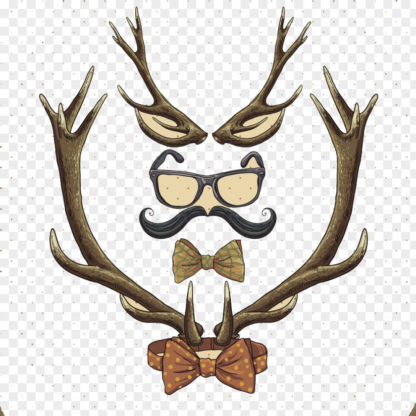 Antlers And Bow Reindeer Hipster Vintage Clothing PNG
