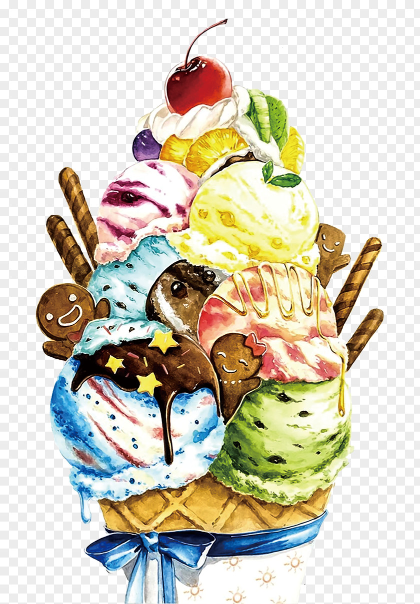 Cartoon Ice Cream Cupcake Milk Food PNG