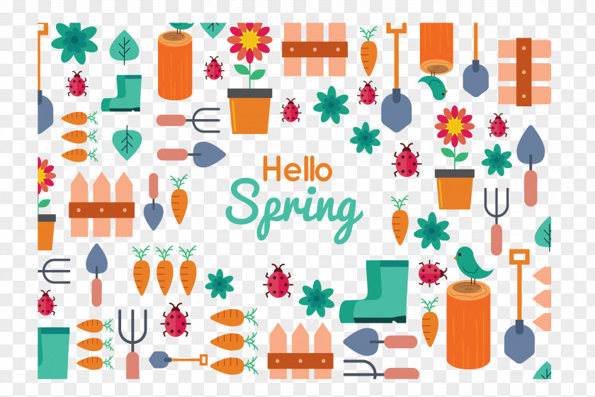 Hello Spring Euclidean Vector Illustration PNG