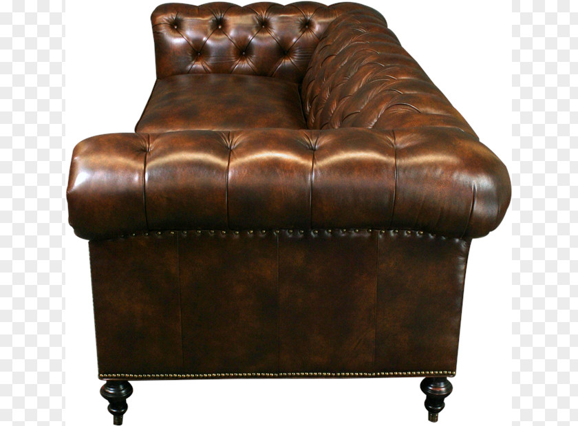 Wood Grain Club Chair Leather Foot Rests PNG