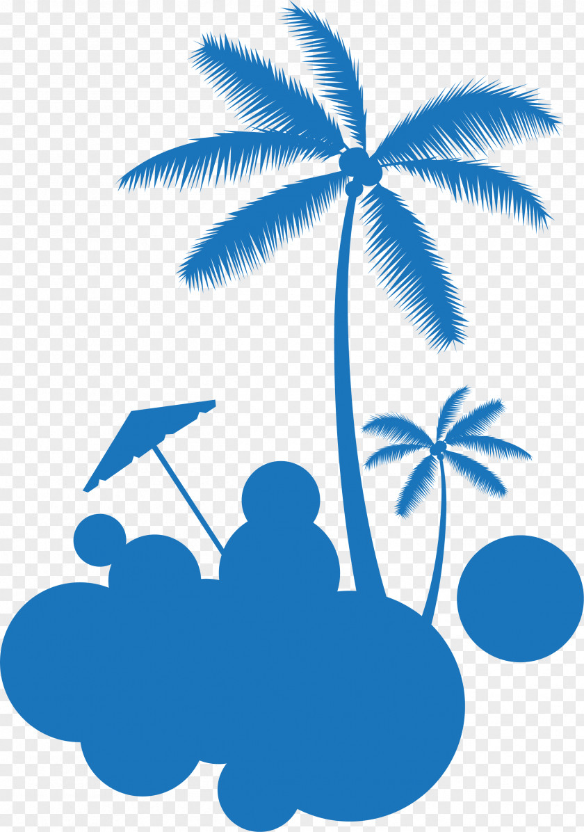 Little Fresh Blue Coconut Tree Euclidean Vector PNG