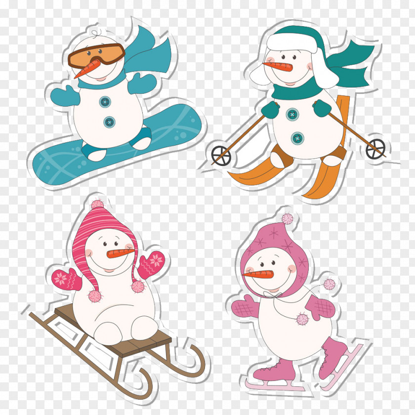 Snowman Snow Sports Winter Sport Worksheet PNG