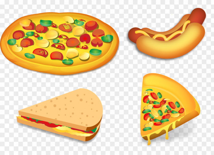 Vector Pizza Sandwiches And Hot Dogs Hamburger Fast Food Italian Cuisine Vegetarian PNG
