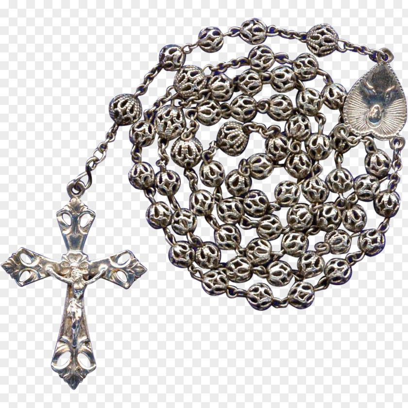 Silver Rosary Body Jewellery PNG