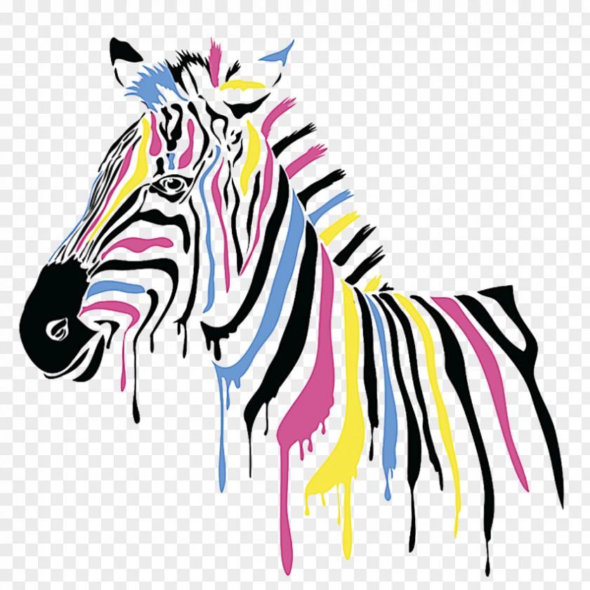 Color Zebra Wall Decal Decorative Arts Printing Painting PNG