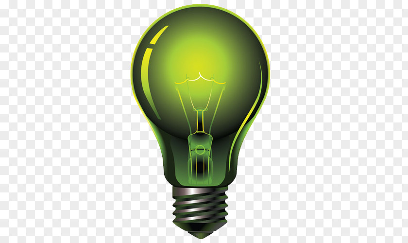 Vivid Green Light Bulb Incandescent Lamp PNG