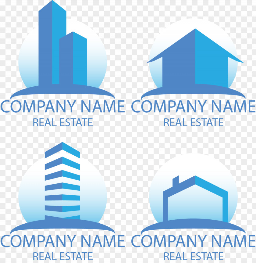 Vector Painted Blue Real Estate Icon Logo PNG