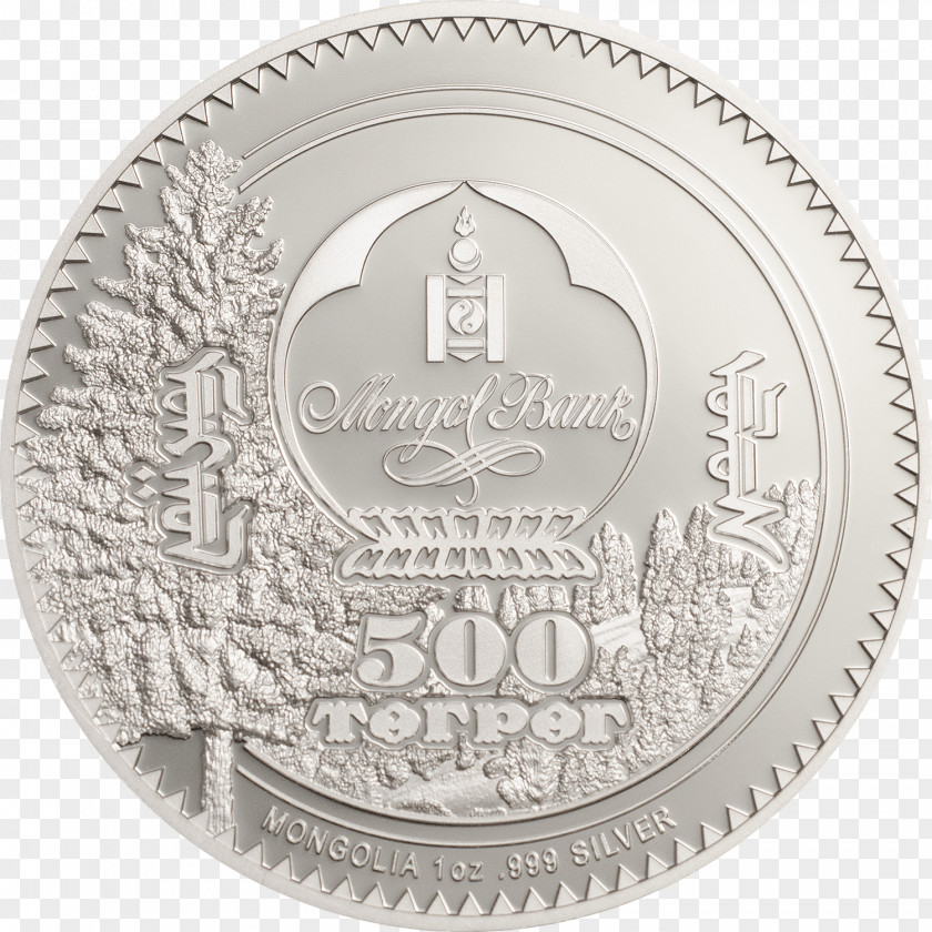 Coin Mongolian Tögrög Silver Gold PNG