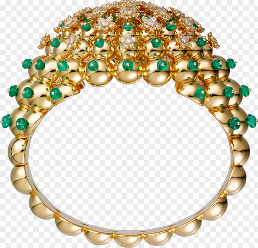 Gold Bracelet Emerald Carat Cartier PNG