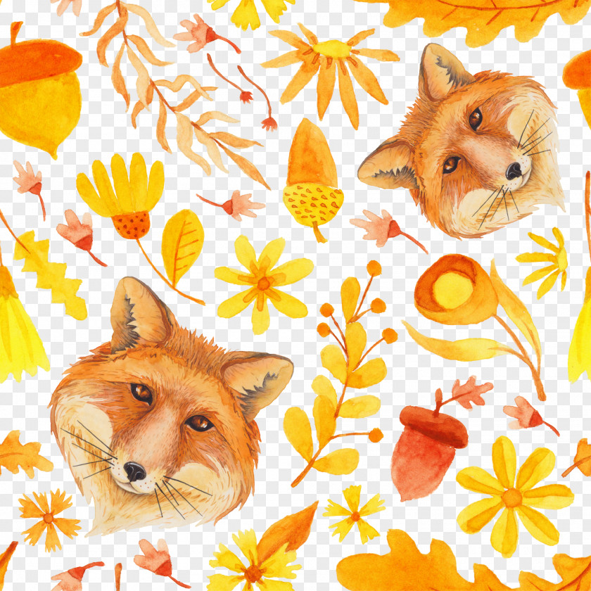 Hand-painted Fox Red Illustration PNG