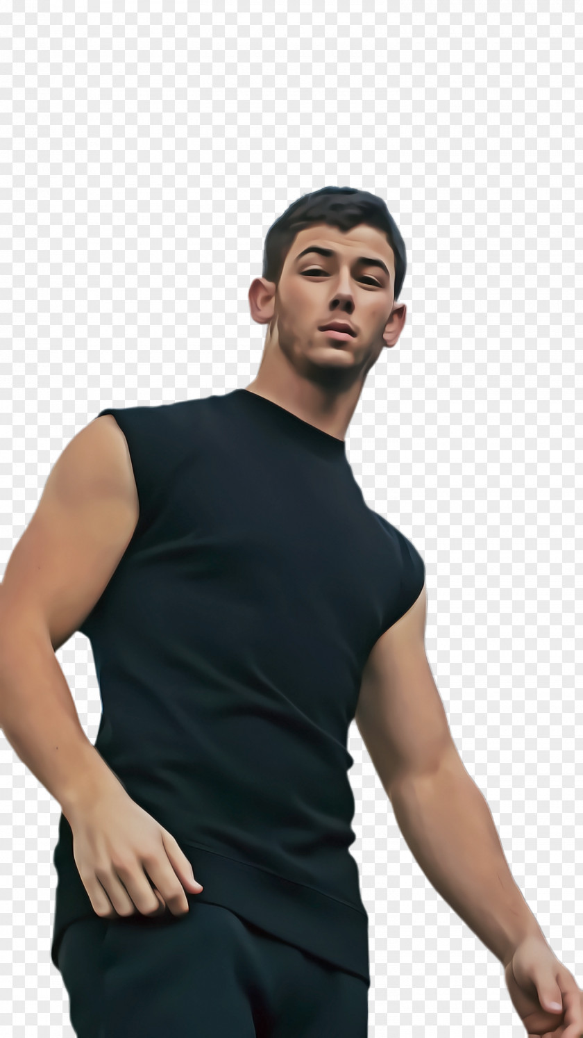 Muscle Sleeveless Shirt Clothing Black T-shirt Neck Arm PNG