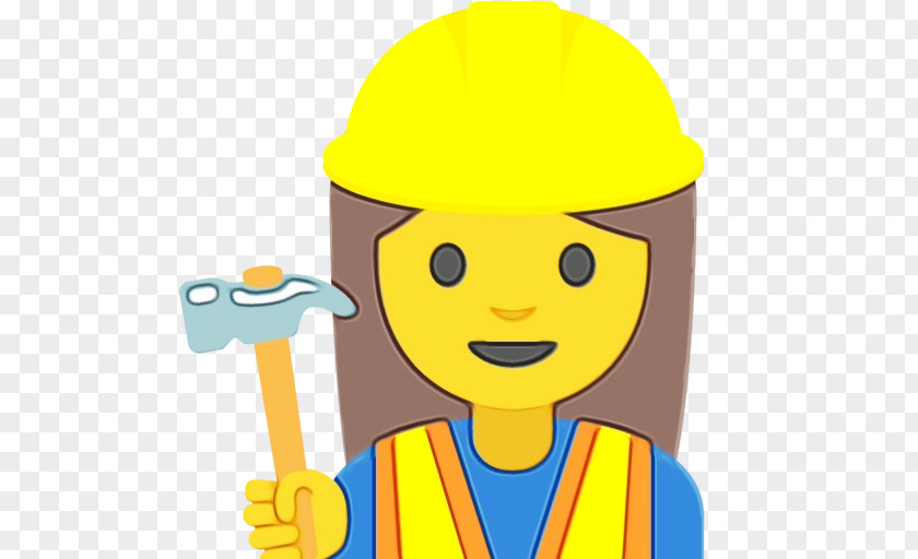Smile Construction Worker Yellow Background PNG