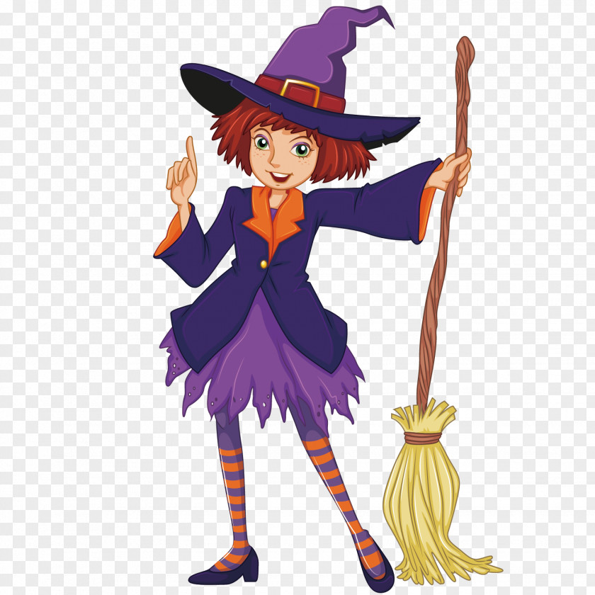 Vector Broom Witch Witchcraft Cartoon Clip Art PNG
