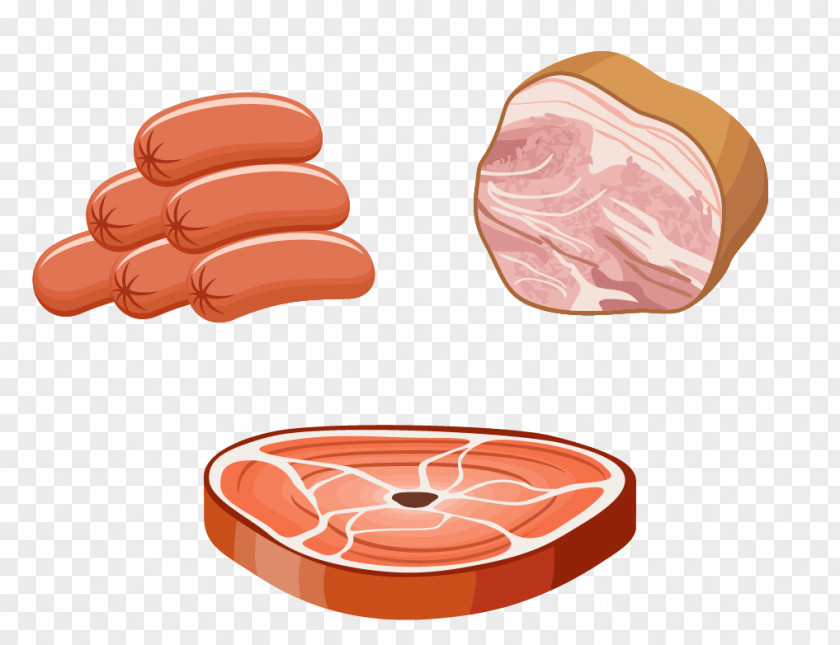 Cartoon Ham Sausage Mortadella Bologna Steak PNG