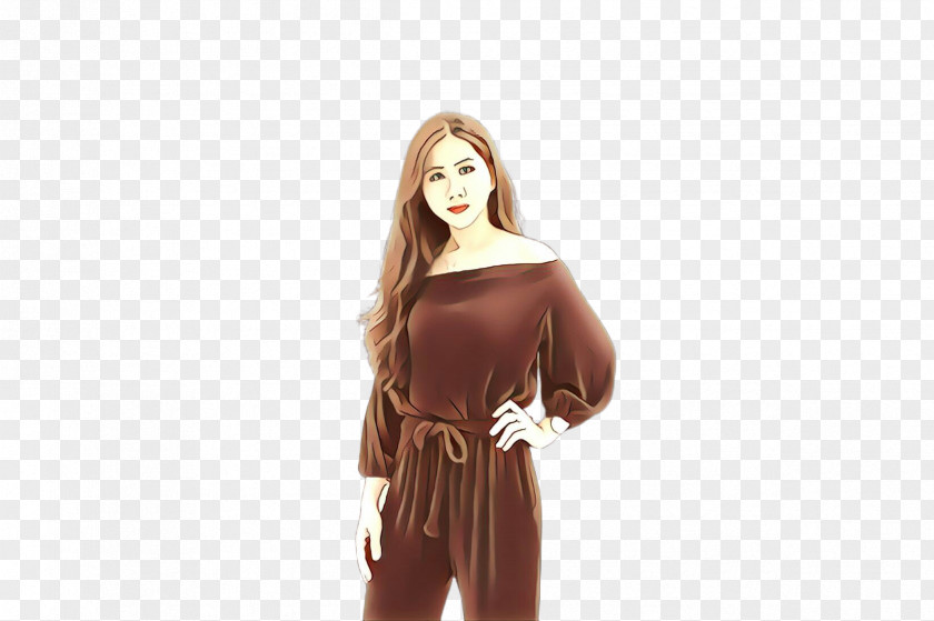 Clothing Brown Standing Shoulder Long Hair PNG