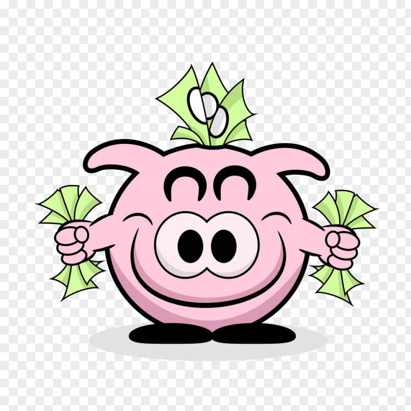 Cartoon Pig Piggy Bank Material Domestic Money Saving PNG