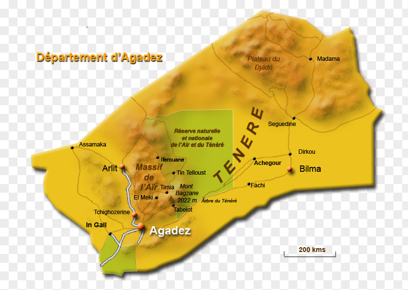 Map Agadez Aïr Mountains Zinder Region Niger River PNG