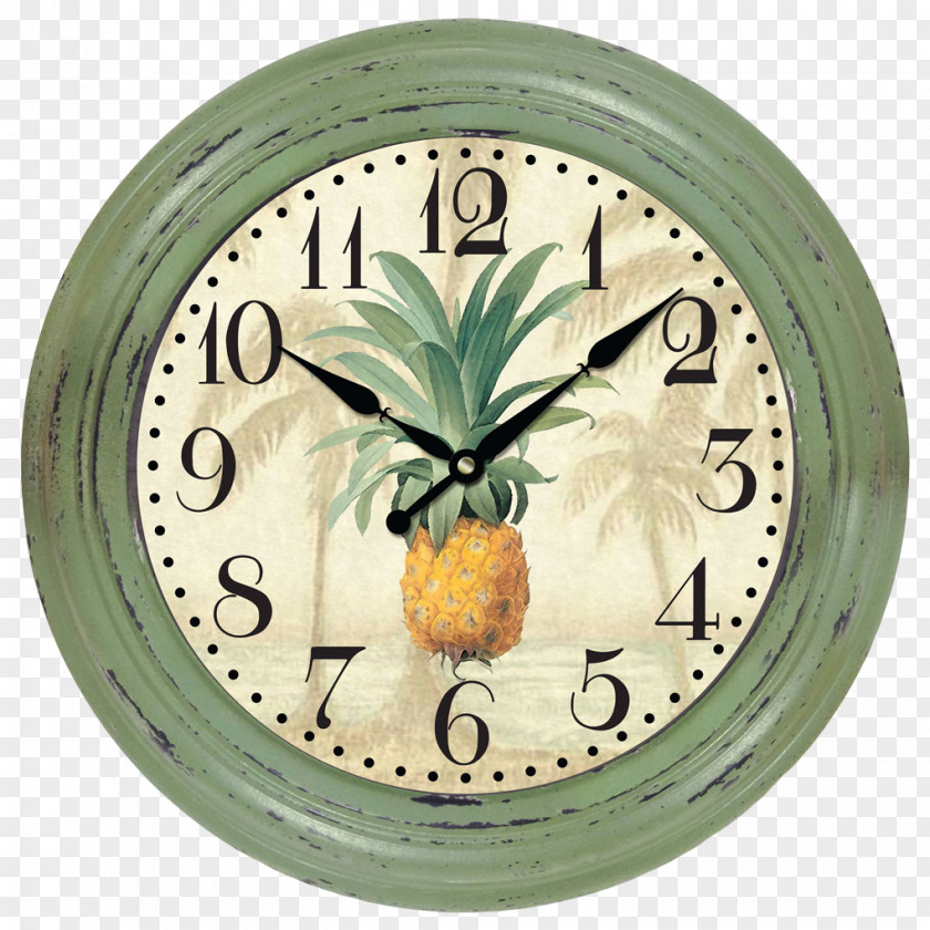 Green Wall Clock Fruit Distressing Pineapple PNG
