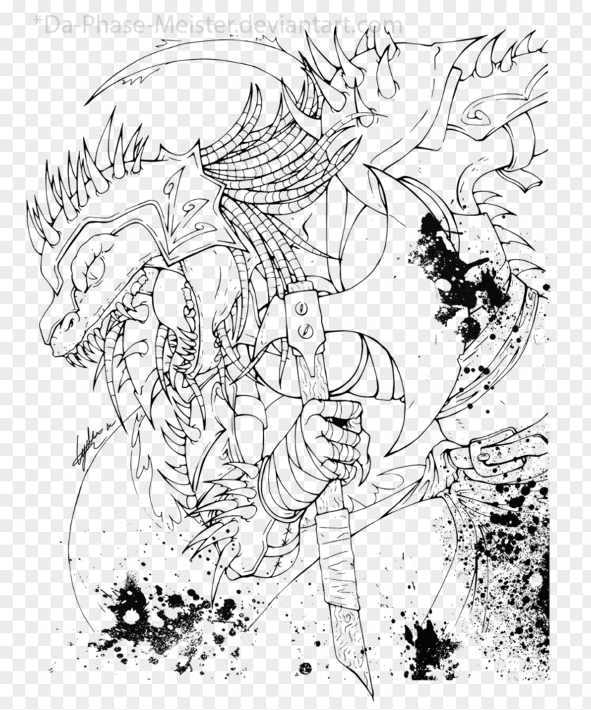 Dragonborn Line Art Drawing Inker Fiction Cartoon PNG