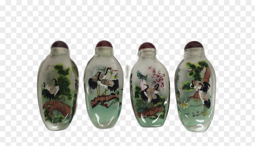 Hand Painted Thailand Snuff Bottle Vase Glass PNG
