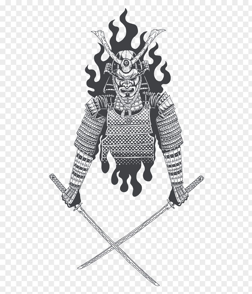 Ghost Warrior Vector Samurai Katana Sword Japanese Armour Illustration PNG