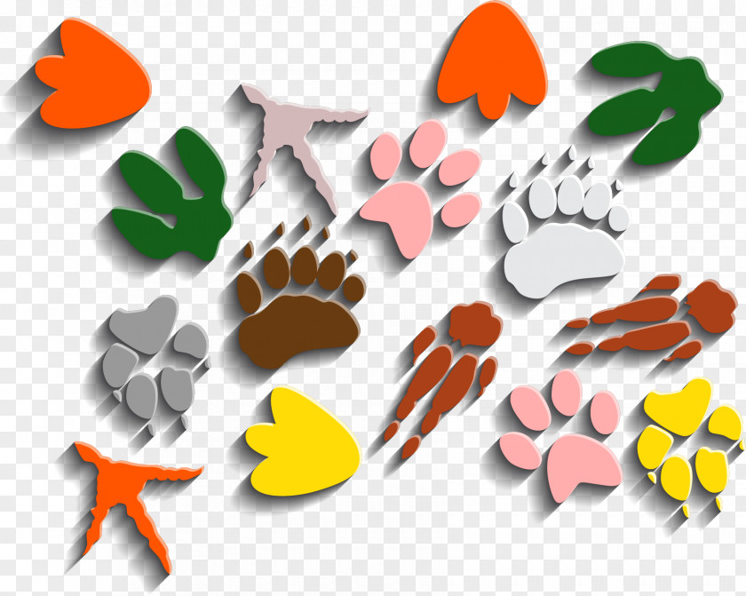 Vector Painted Footprints Cat Tiger Clip Art PNG