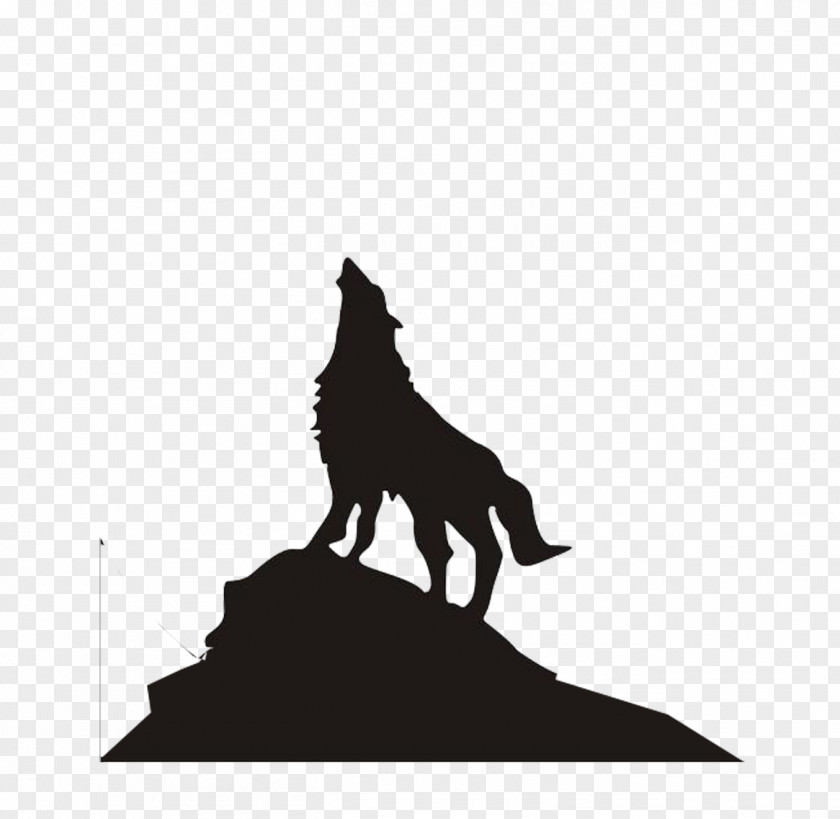 Wolf Silhouette On The Mountain Dog Arctic Dire Eastern Black PNG
