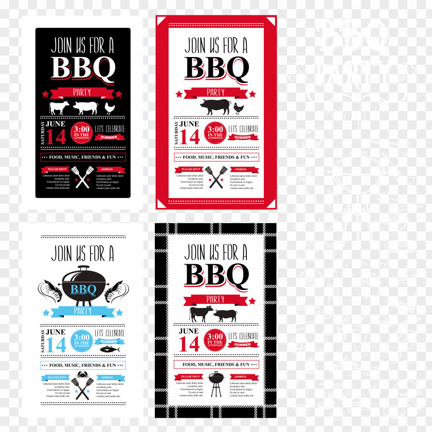 Vector BBQ Grill Menu Design Barbecue Cafe Party PNG