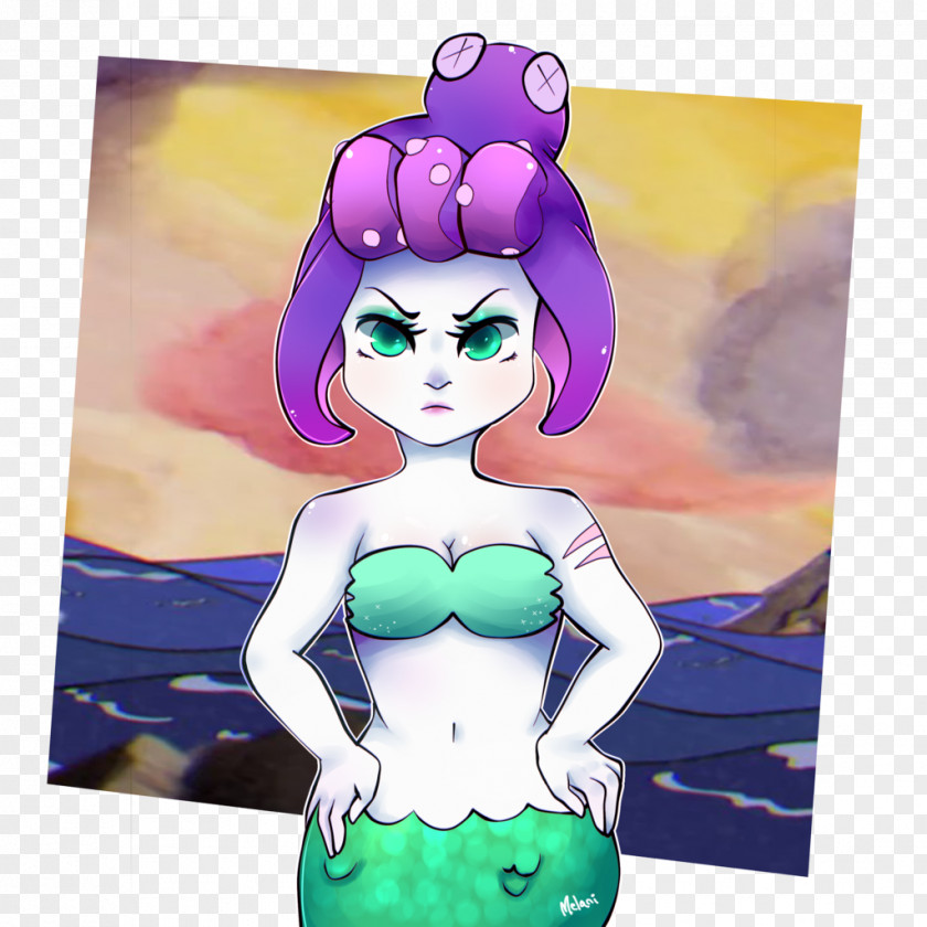 Mermaid Cuphead Fan Art Character PNG